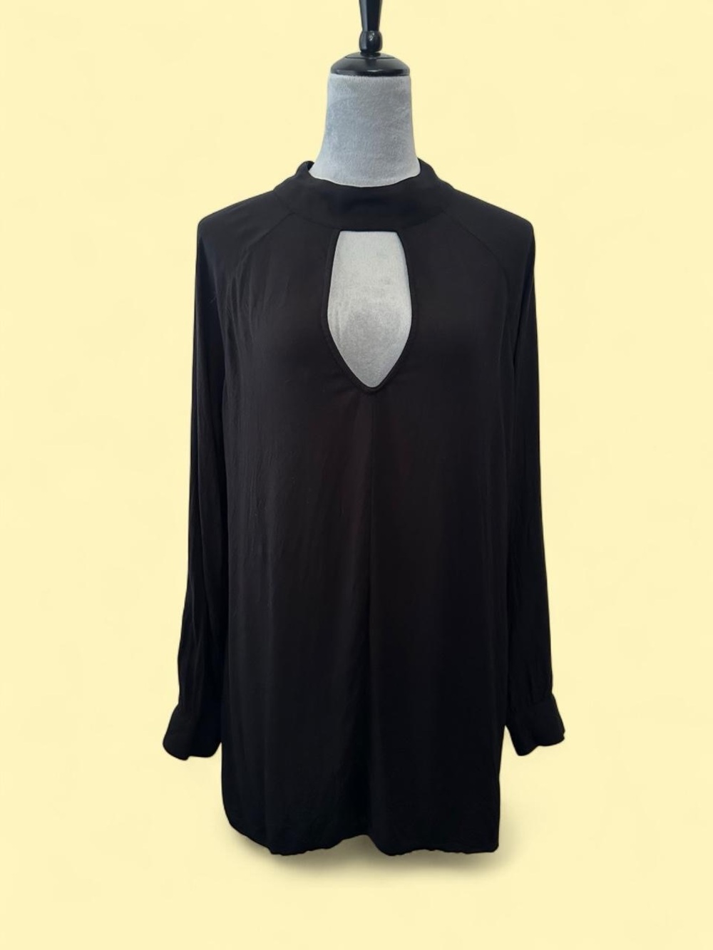 For Love & Lemons Black Keyhole Front Long Sleeve Tunic Mini Dress Size Medium